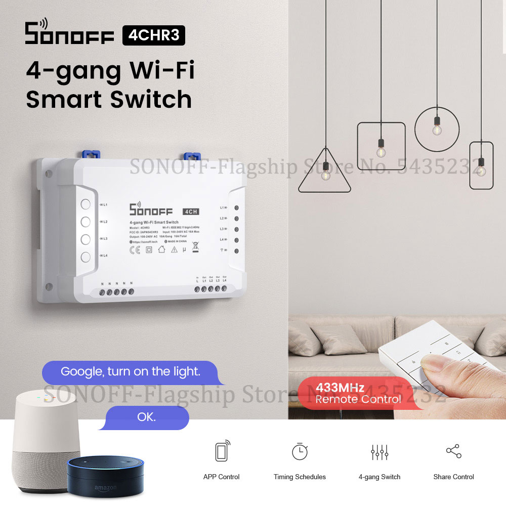 Sonoff - Itead SONOFF 4CH R3 Wifi اللاسلكية