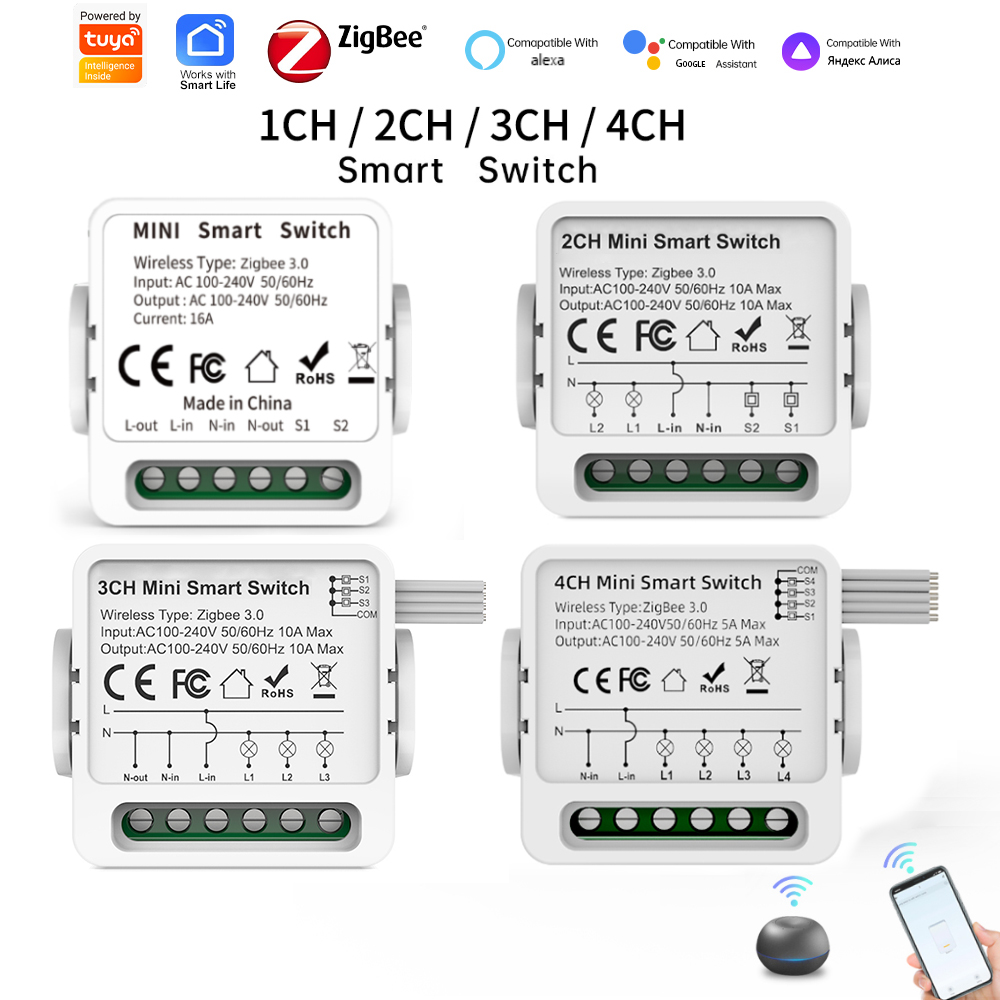 Tuya 4 Channel - مفتاح ذكي Tuya Zigbee 3.0 بـ