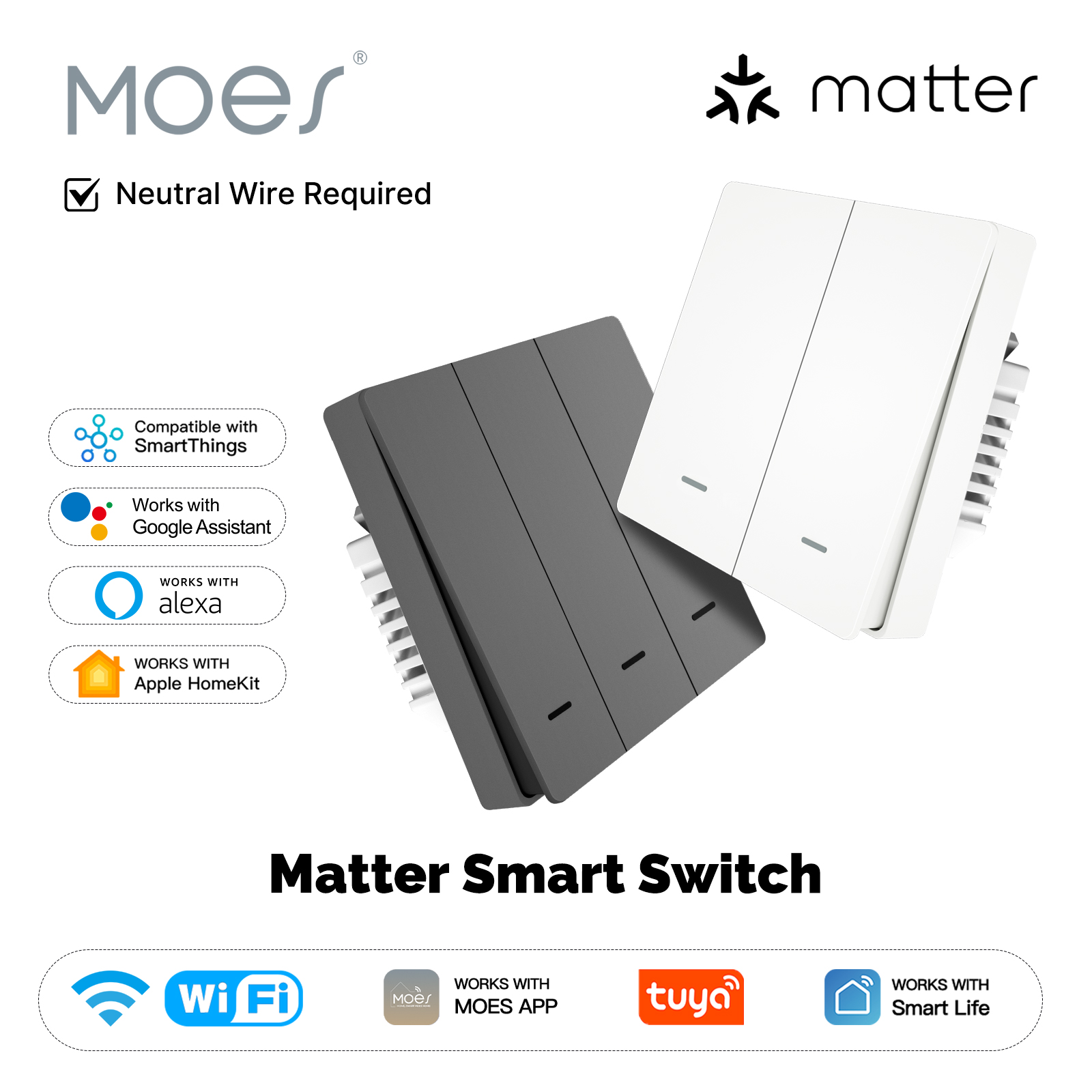 Smart Relay Tuya - MOES Matter Tuya WiFi مفتاح الضوء